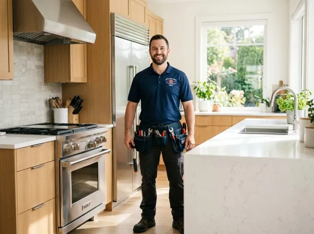 Appliance Repair Hero technician in a Bayville, NY kitchen after an appliance repair